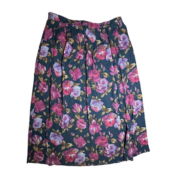 KORET‎ SKIRT WOMEN’S 16 MULTICOLOR FLORAL MIDI A-LINE VINTAGE PLEATED - Picture 1 of 7